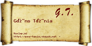 Güns Ténia névjegykártya